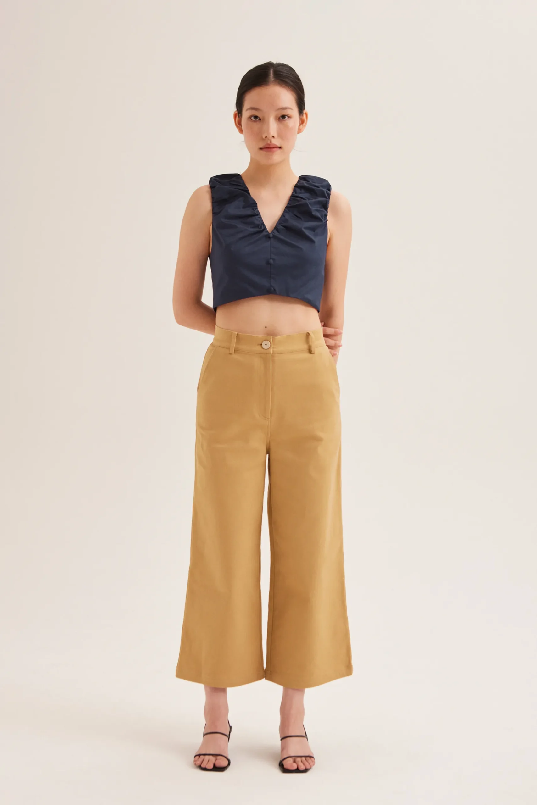 Cotton Gathered Crop Top