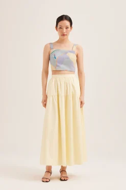 Cotton Gathered Maxi Skirt