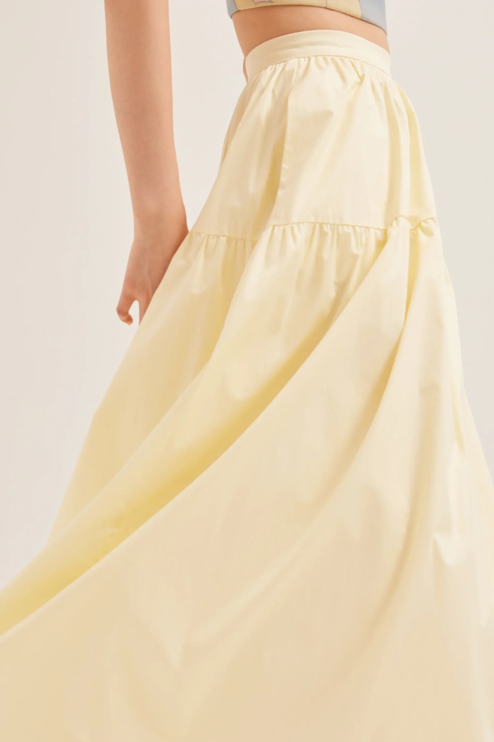 Cotton Gathered Maxi Skirt