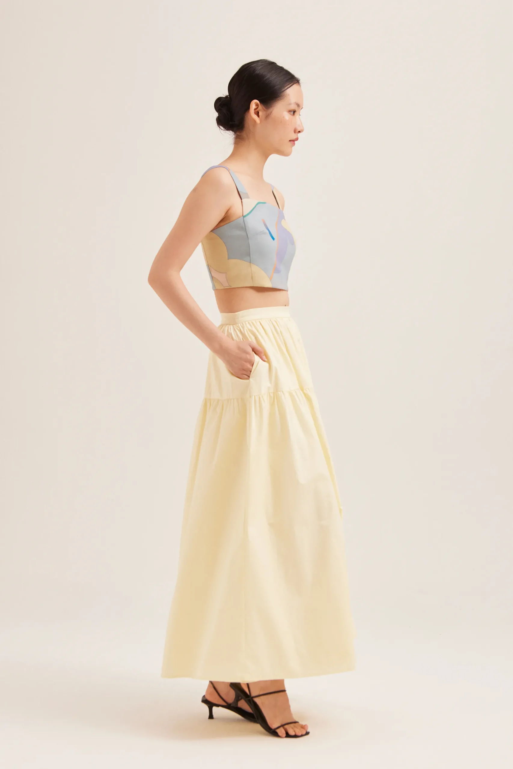 Cotton Gathered Maxi Skirt