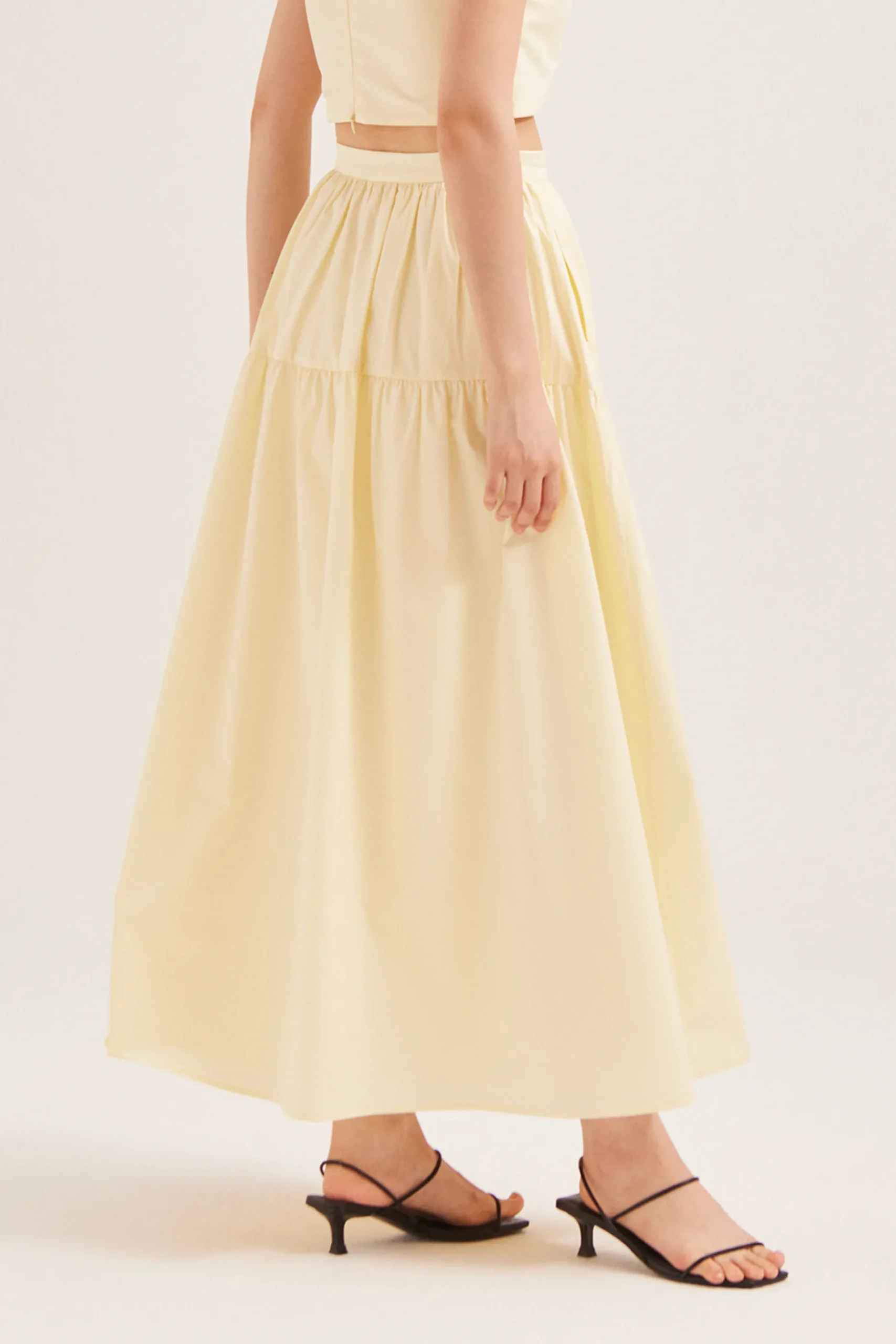 Cotton Gathered Maxi Skirt