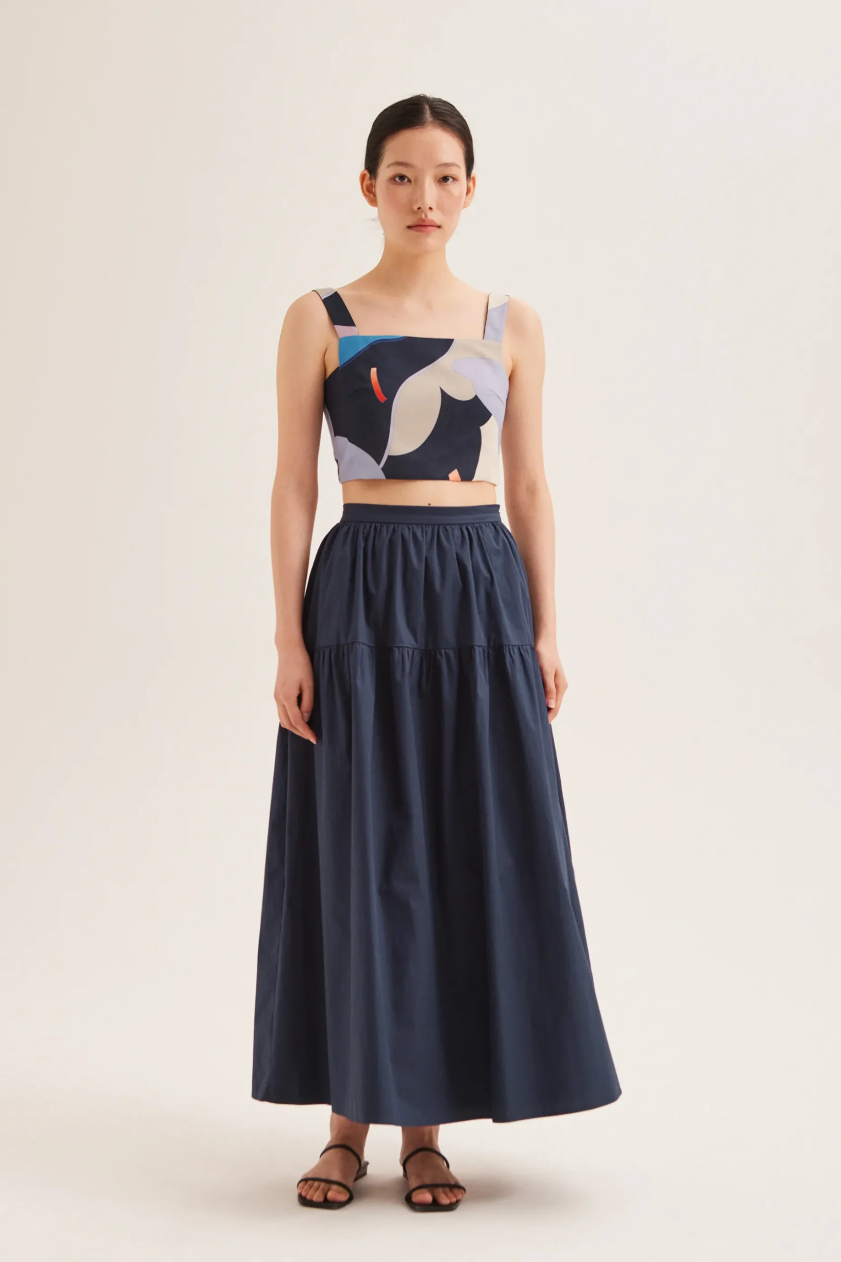 Cotton Gathered Maxi Skirt