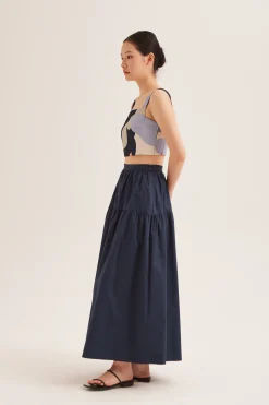 Cotton Gathered Maxi Skirt
