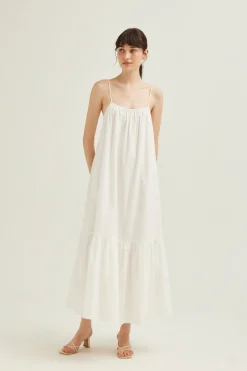 Cotton Gathered Maxi Tent Dress