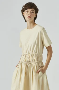 Cotton Gathered Seam Dress