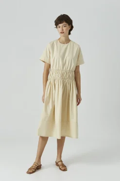 Cotton Gathered Seam Dress