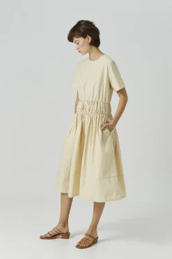 Cotton Gathered Seam Dress