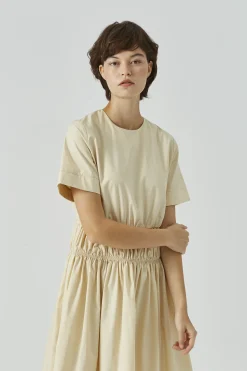 Cotton Gathered Seam Dress