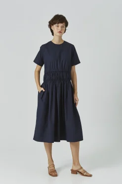 Cotton Gathered Seam Dress