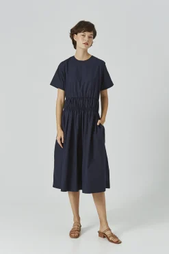 Cotton Gathered Seam Dress