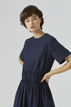 Cotton Gathered Seam Dress