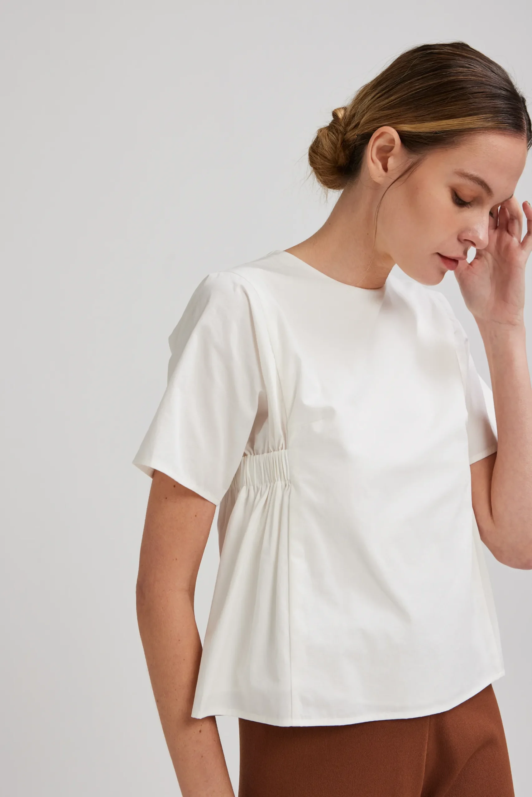 Cotton Gathered Shift Top