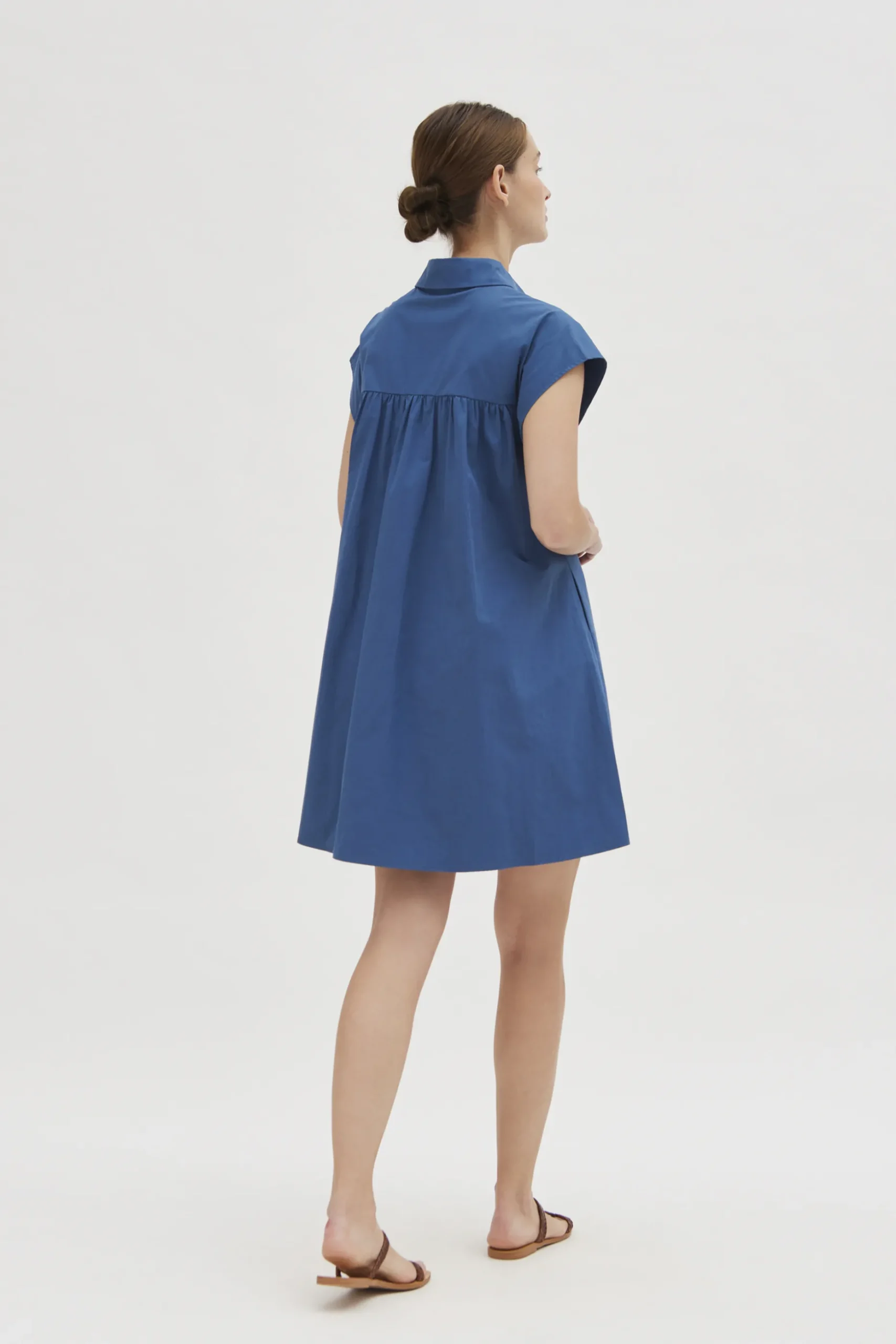 Cotton Gathered Shirt Dress