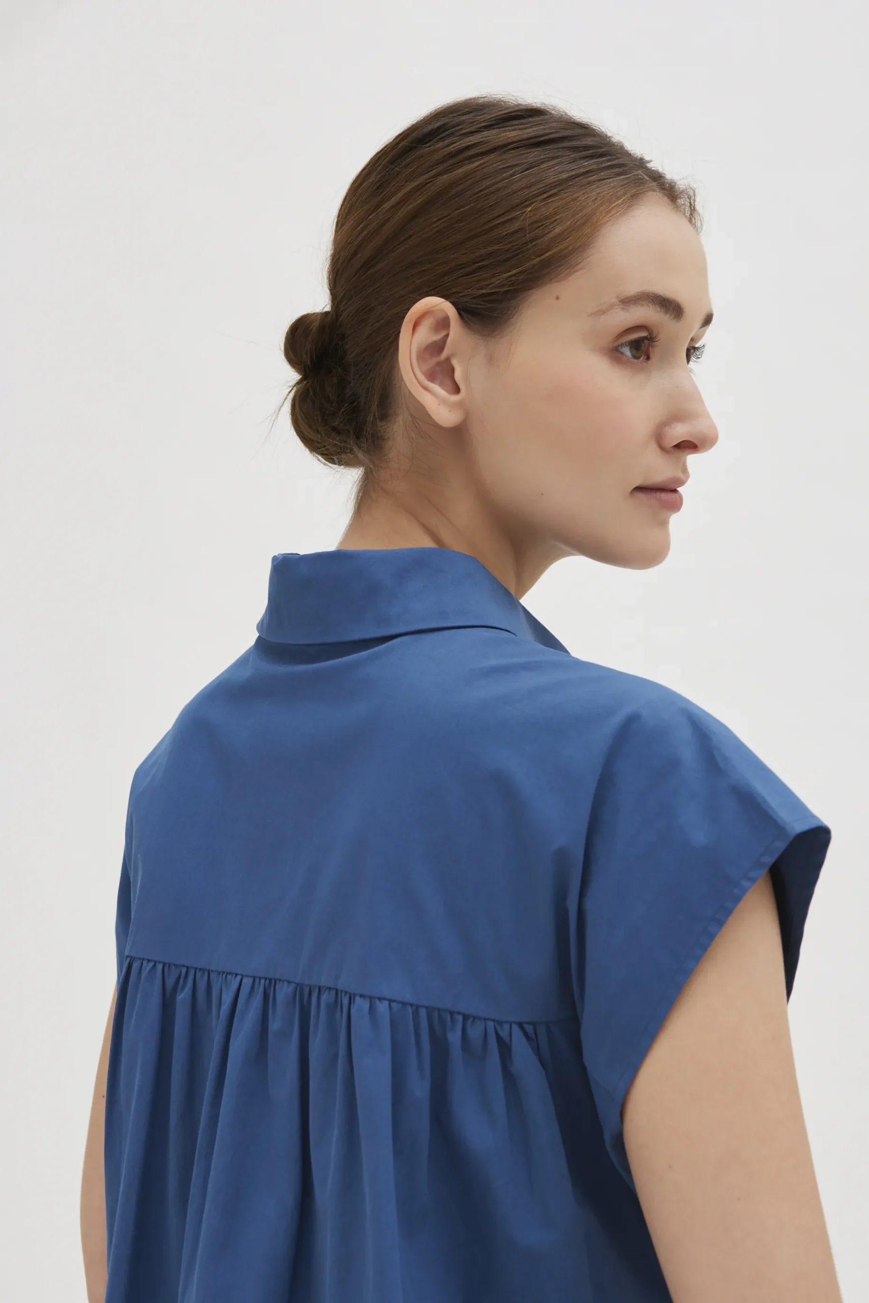 Cotton Gathered Shirt Dress