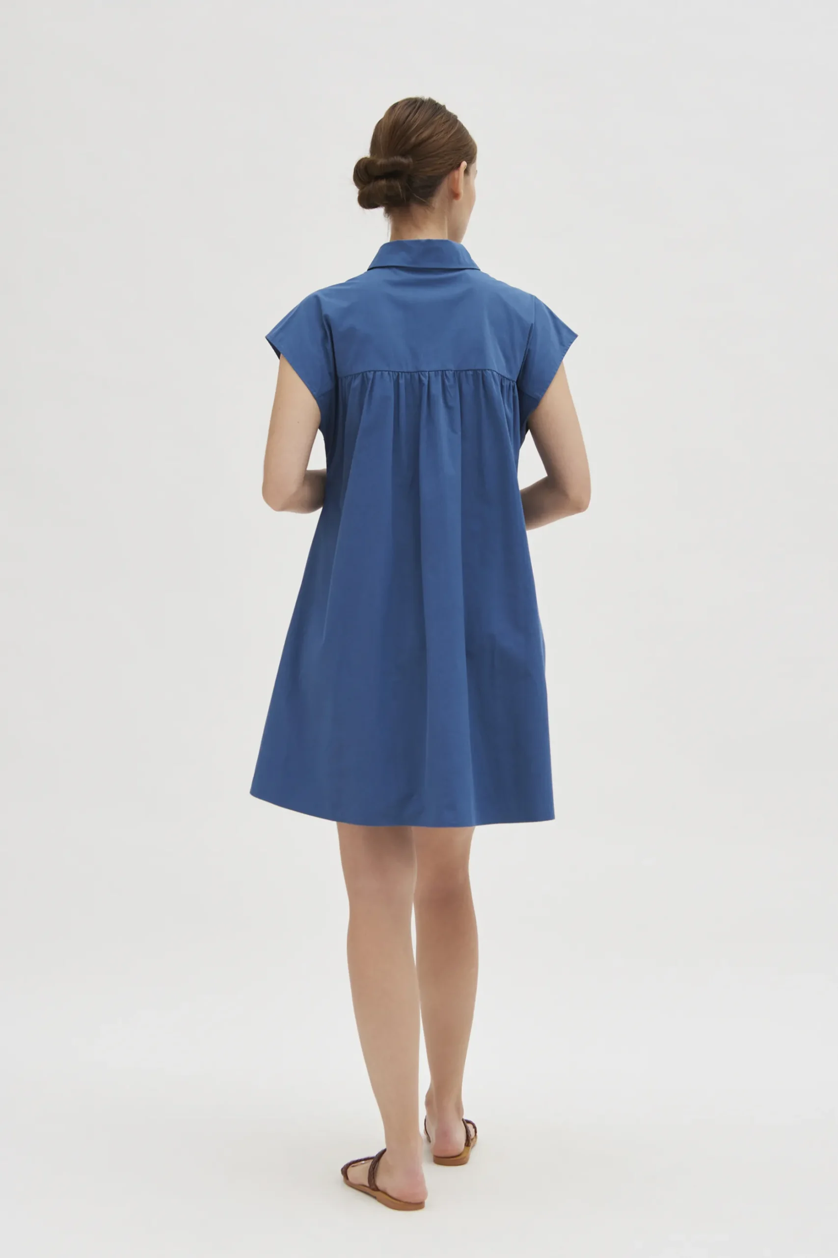 Cotton Gathered Shirt Dress