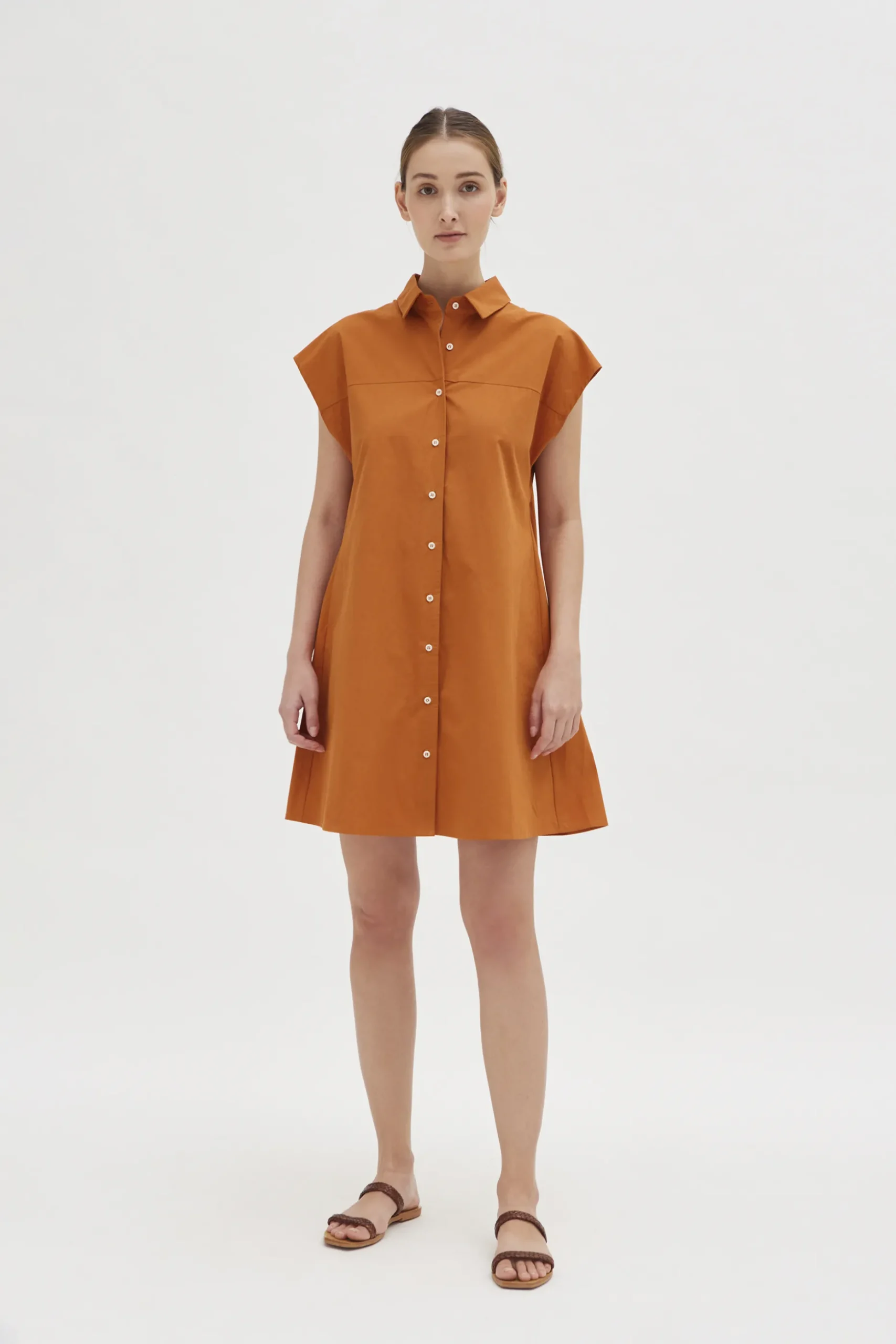 Cotton Gathered Shirt Dress