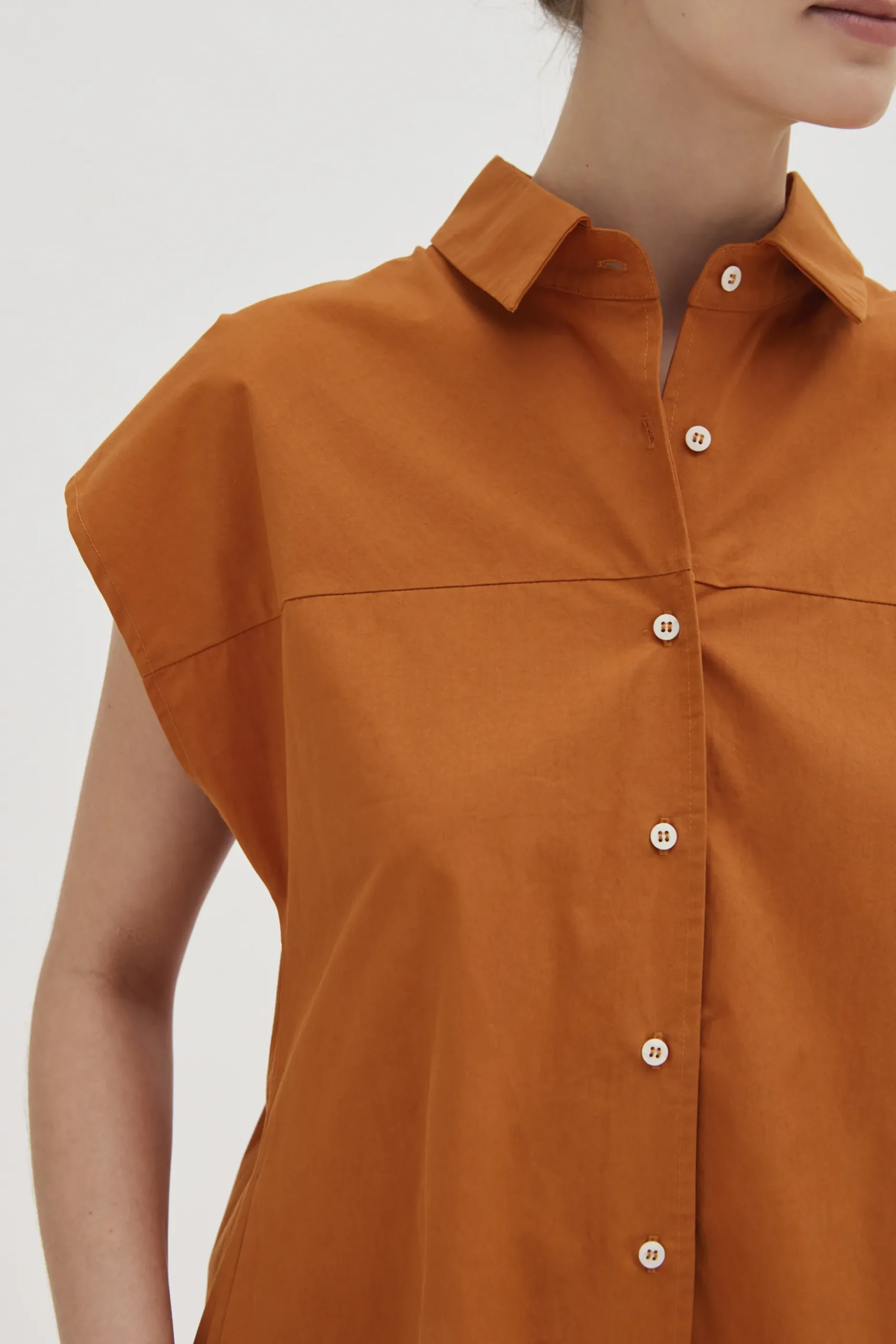 Cotton Gathered Shirt Dress