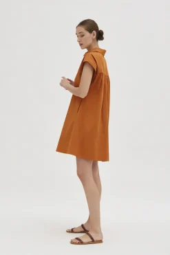 Cotton Gathered Shirt Dress