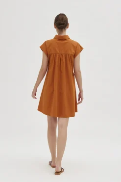 Cotton Gathered Shirt Dress