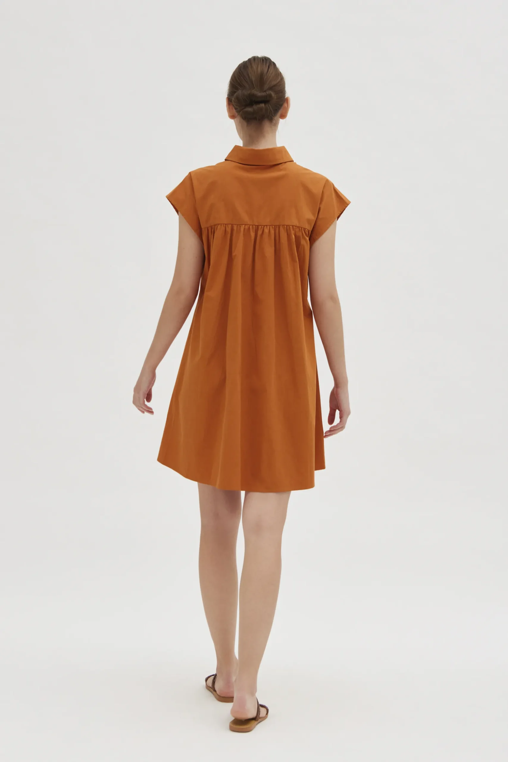 Cotton Gathered Shirt Dress