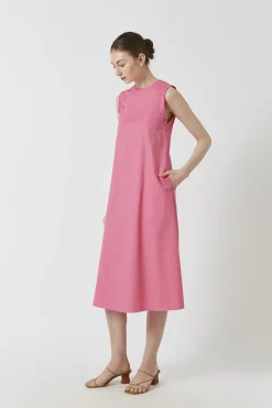 Cotton Gathered Sleeve Dress