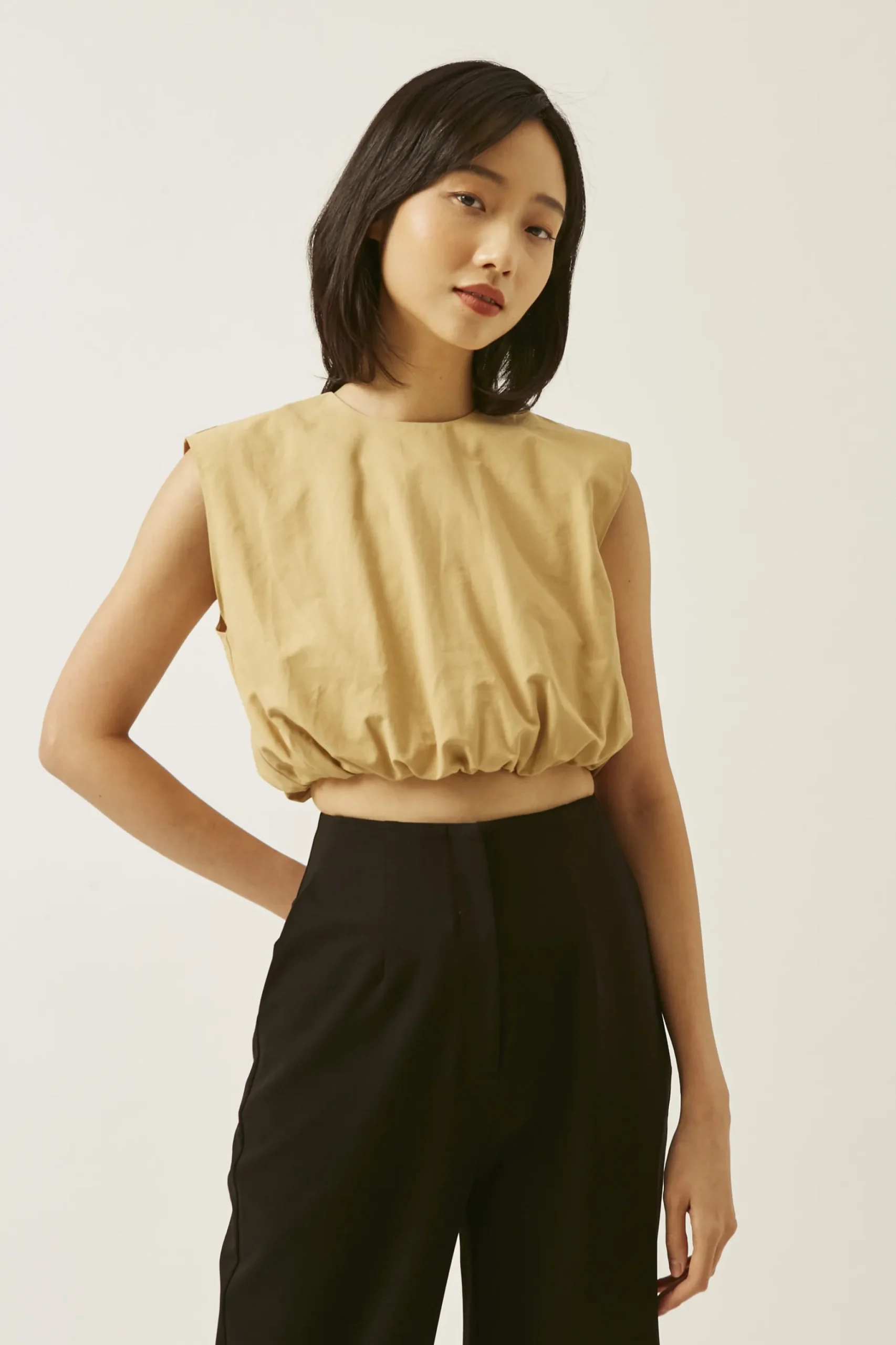 Cotton Gathered Two-Way Top