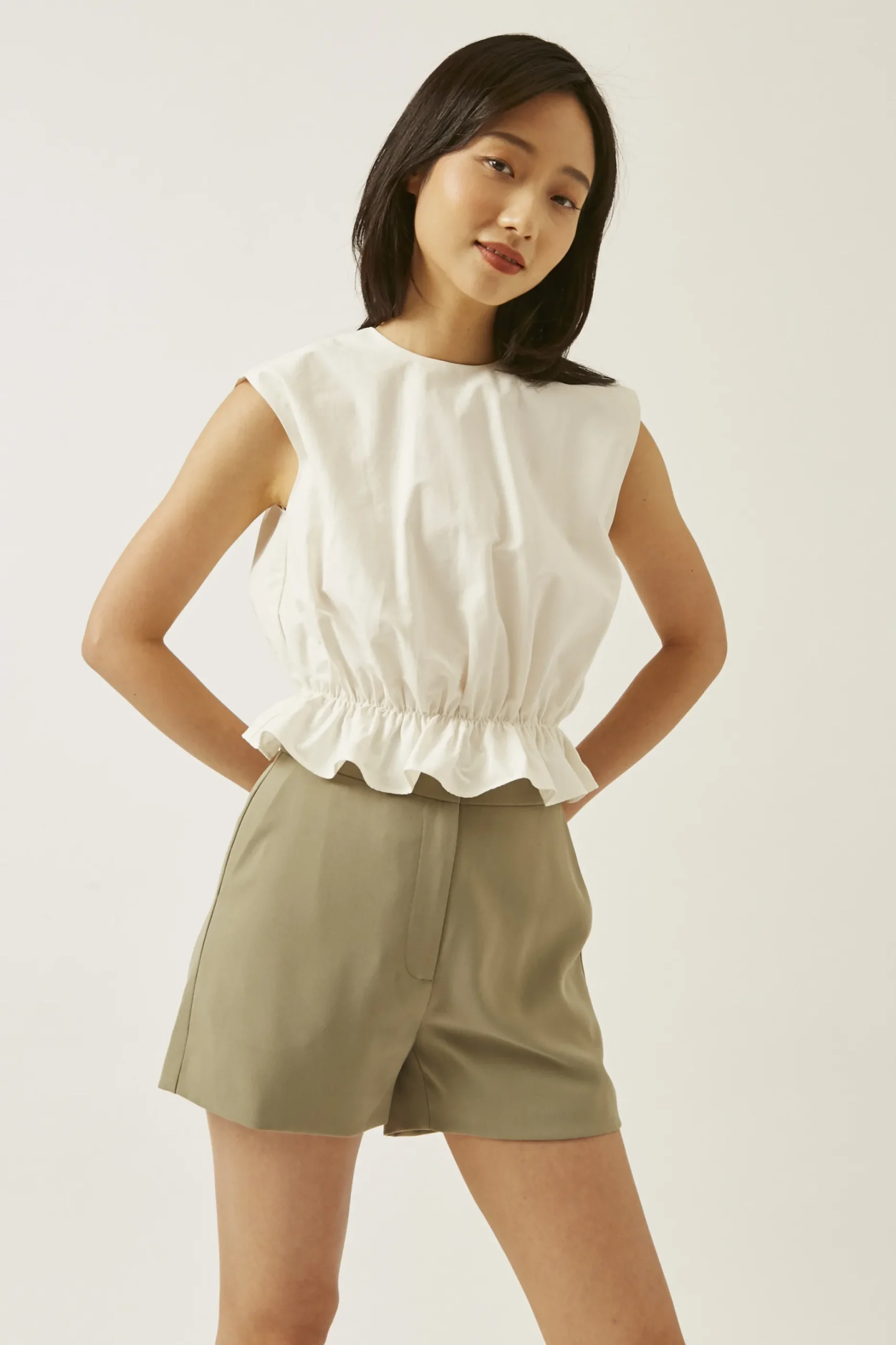 Cotton Gathered Two-Way Top