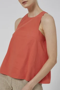 Cotton Gathered-Back Shift Top