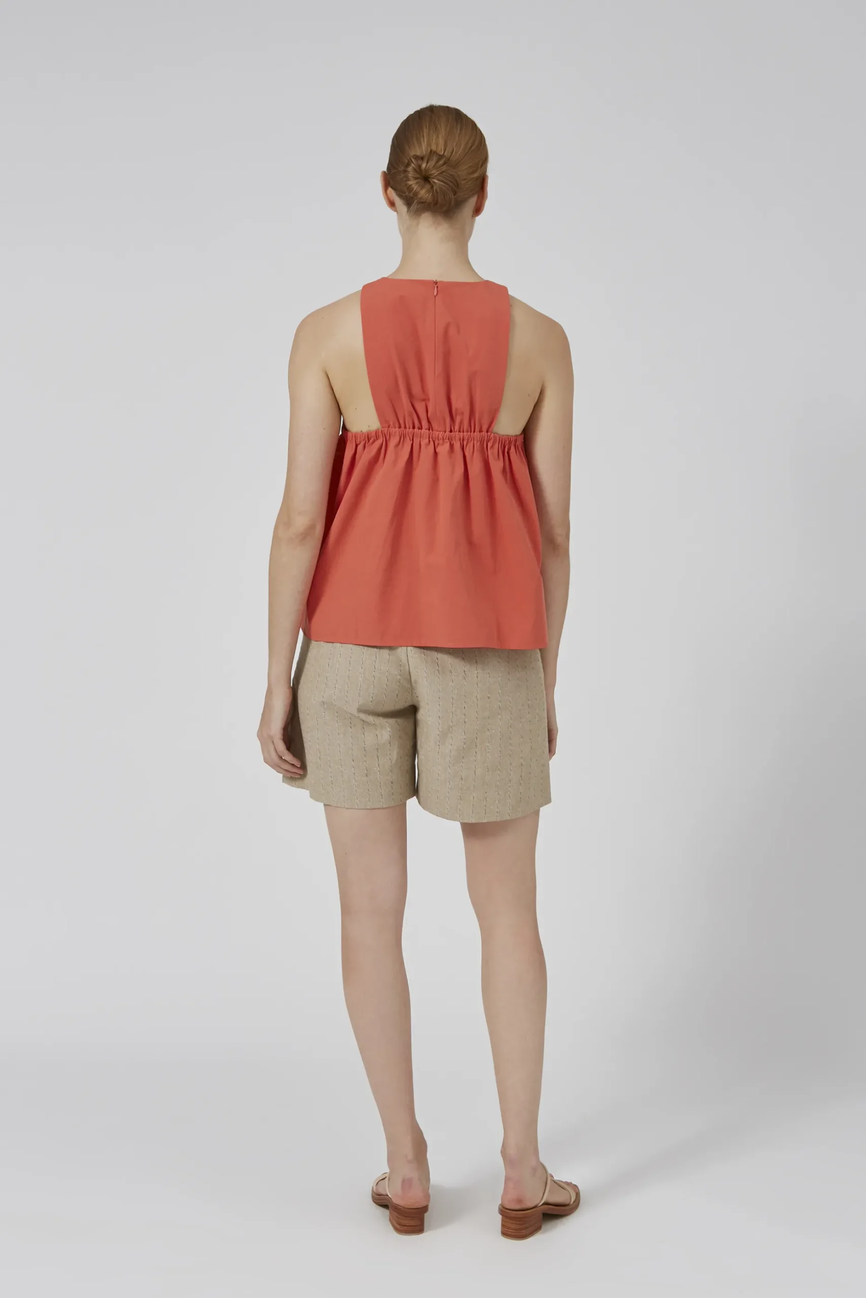 Cotton Gathered-Back Shift Top