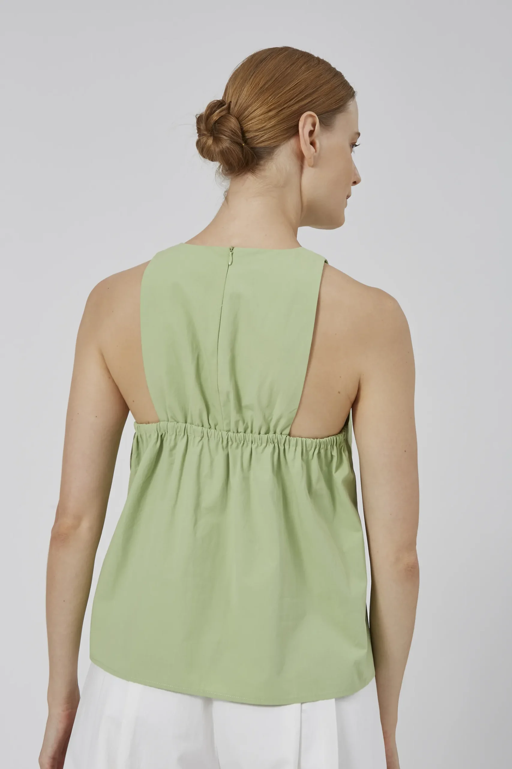 Cotton Gathered-Back Shift Top
