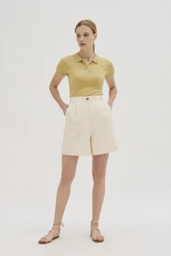 Cotton High-Waisted Bermuda Shorts