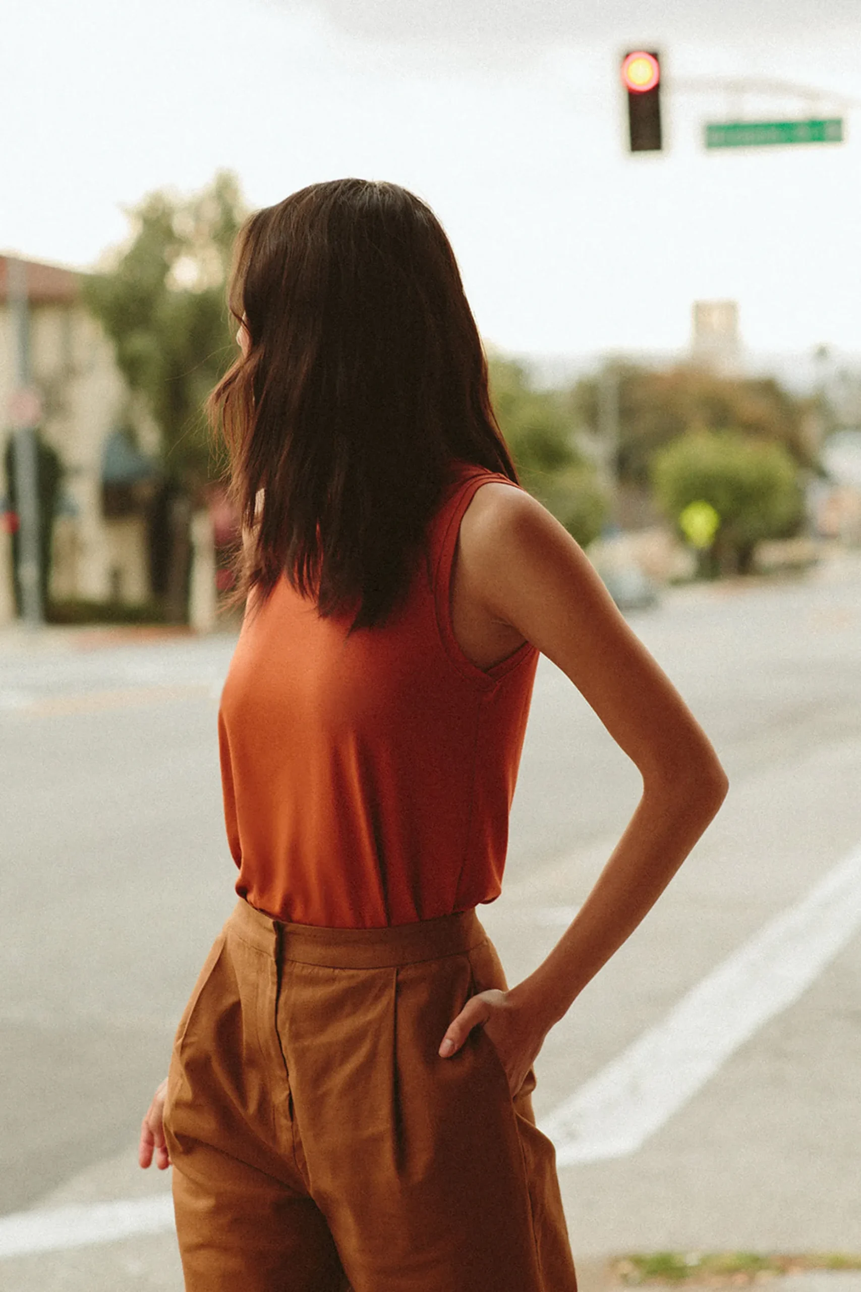 Cotton Pleat Full-Length Pants