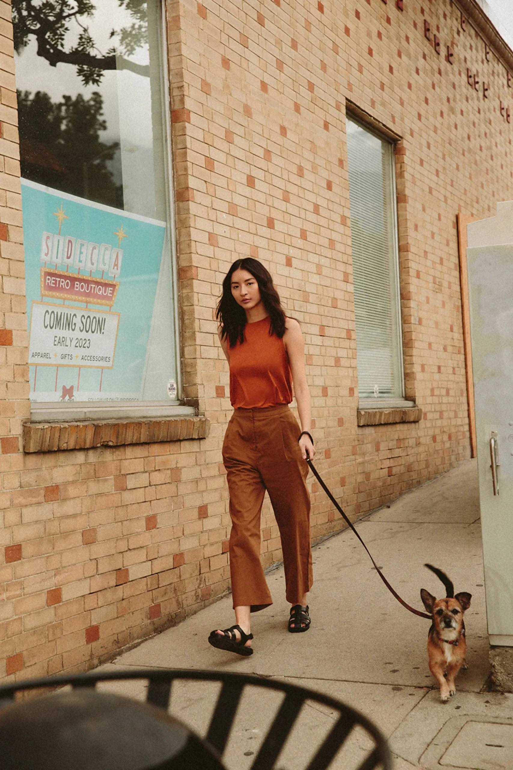Cotton Pleat Full-Length Pants