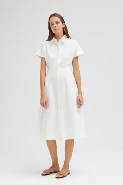 Cotton Pleated Shirt Dress