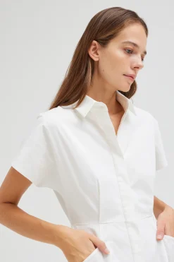 Cotton Pleated Shirt Dress