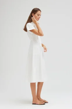 Cotton Pleated Shirt Dress