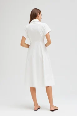 Cotton Pleated Shirt Dress