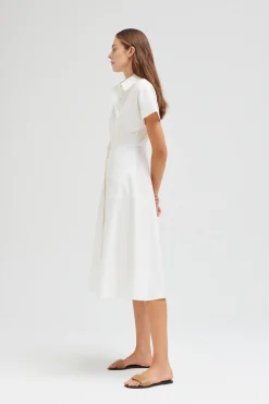 Cotton Pleated Shirt Dress