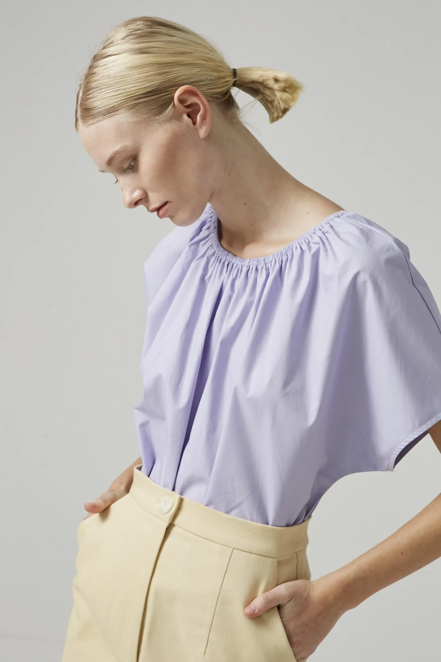 Cotton Stretch Straight-Cut Skirt