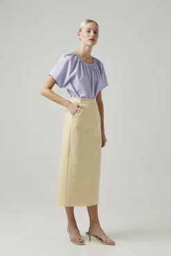 Cotton Stretch Straight-Cut Skirt