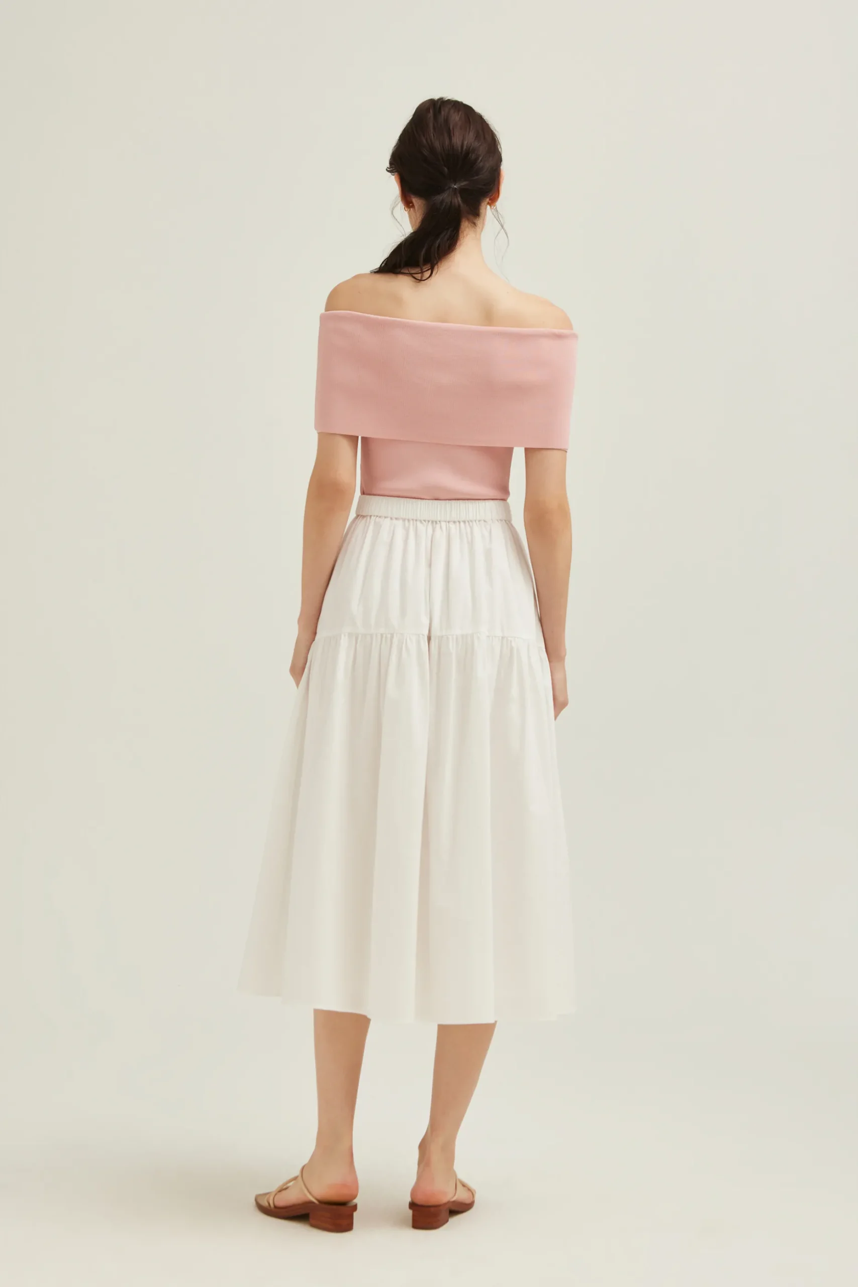 Cotton Tiered Midi Skirt