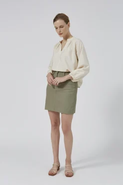 Cotton Twill Mini Skirt