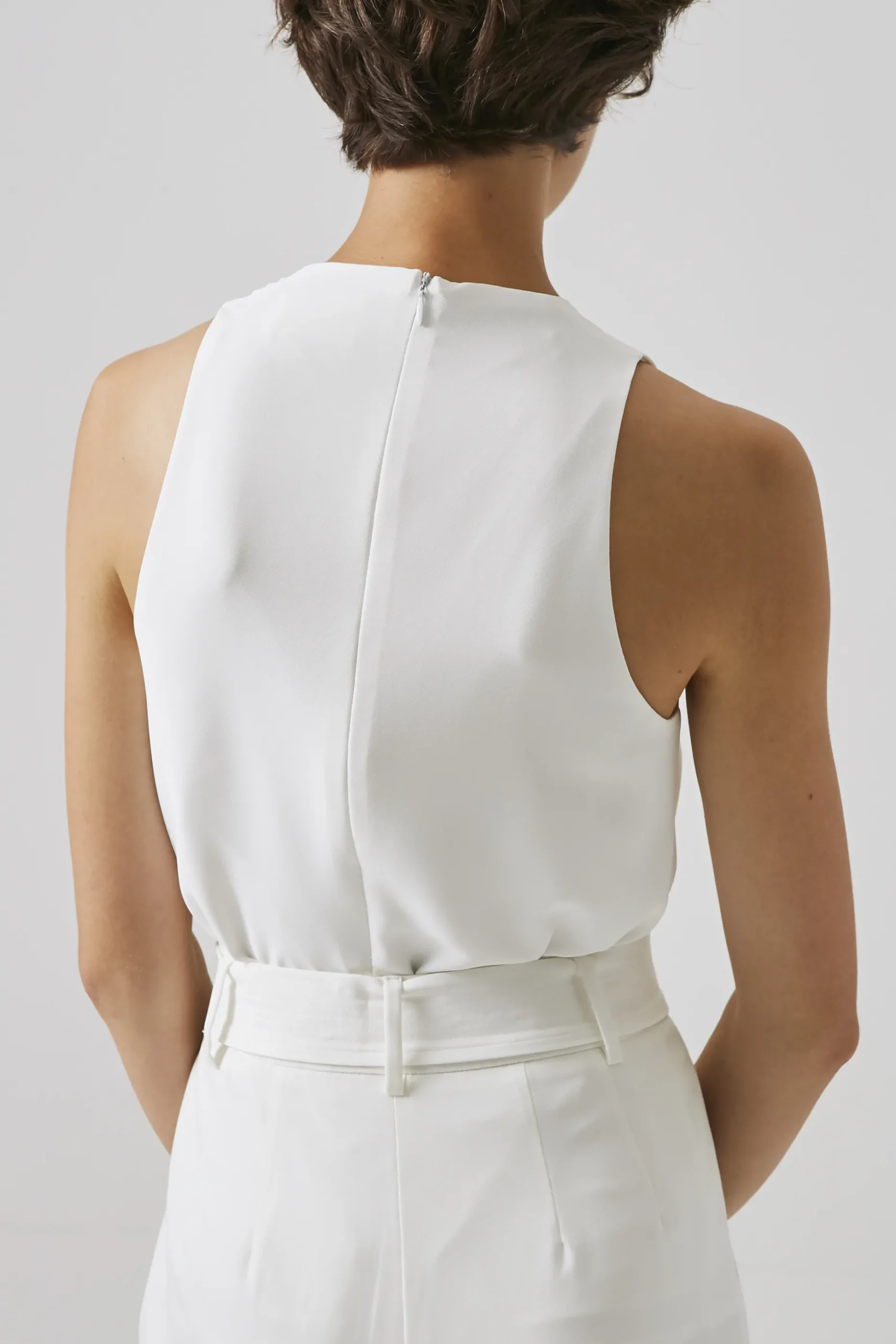 Crepe High-Waisted Longline Pants