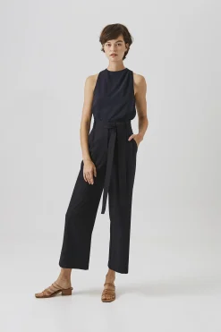 Crepe High-Waisted Longline Pants
