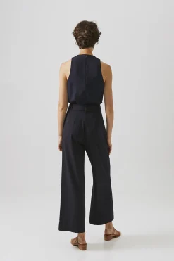 Crepe High-Waisted Longline Pants