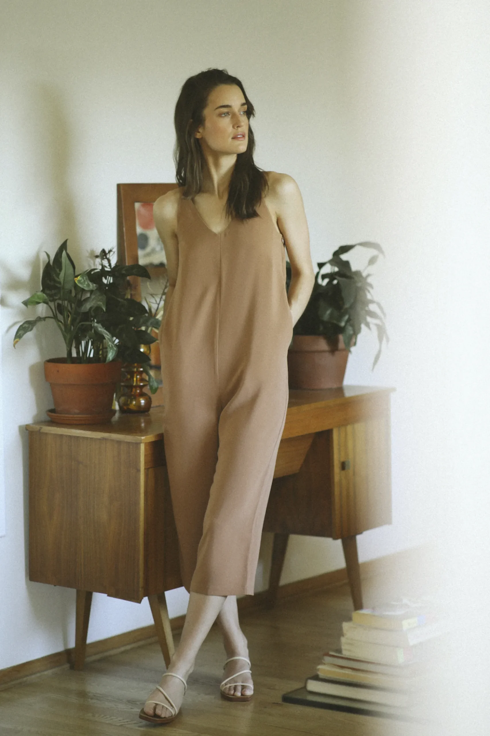 Crepe V-Neck Jumpsuit