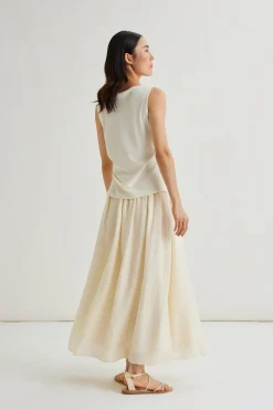 Crinkled Viscose Maxi Skirt