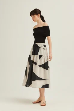 Dialogue Tiered Midi Skirt