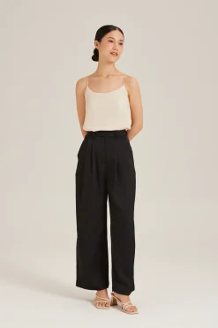 Double Pleat Satin Pants