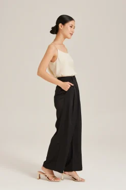 Double Pleat Satin Pants